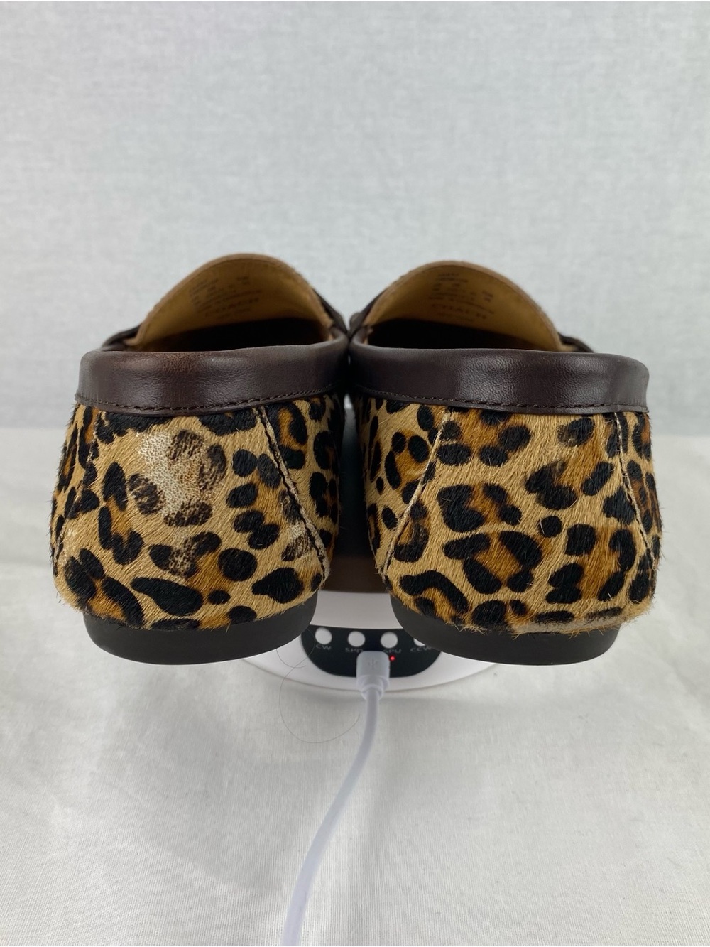 Coach Leopard Print Penny Loafers in Brown/Tan with Gold Plaque - Picture 5 of 14